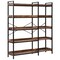 Corner Display Shelf with 5 Wooden Tiers and 4 Hooks for Home and Office